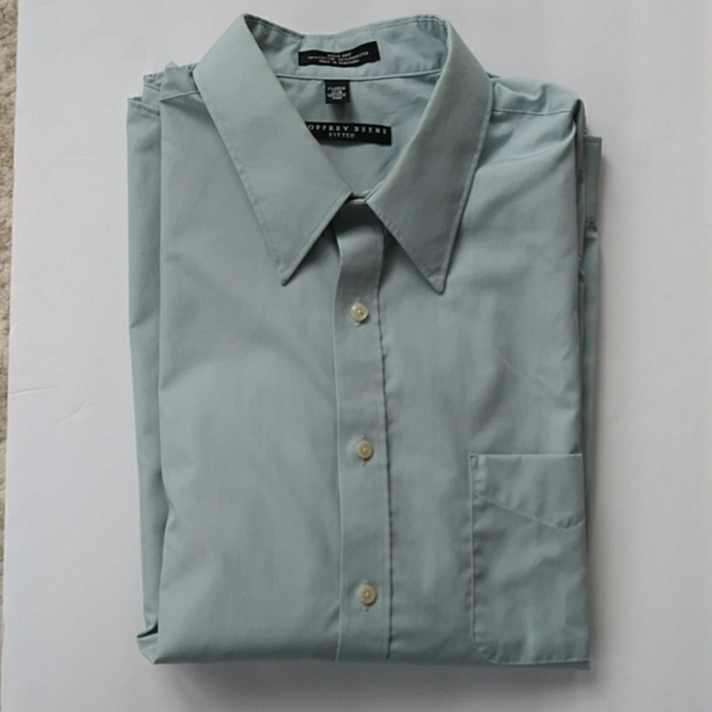 Geoffrey Beane Fitted Wrinkle Free Button Down Shirt XL Green Blue - Picture 6 of 11